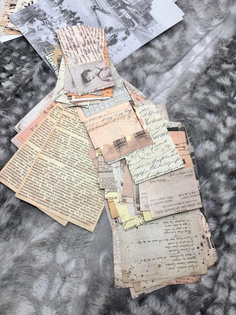 Old Paper-Themed Ephemera Pack for Planners & Journals - Vintage Paper Stickers, Antique Scrapbooking Embellishments, DIY Craft Supplies