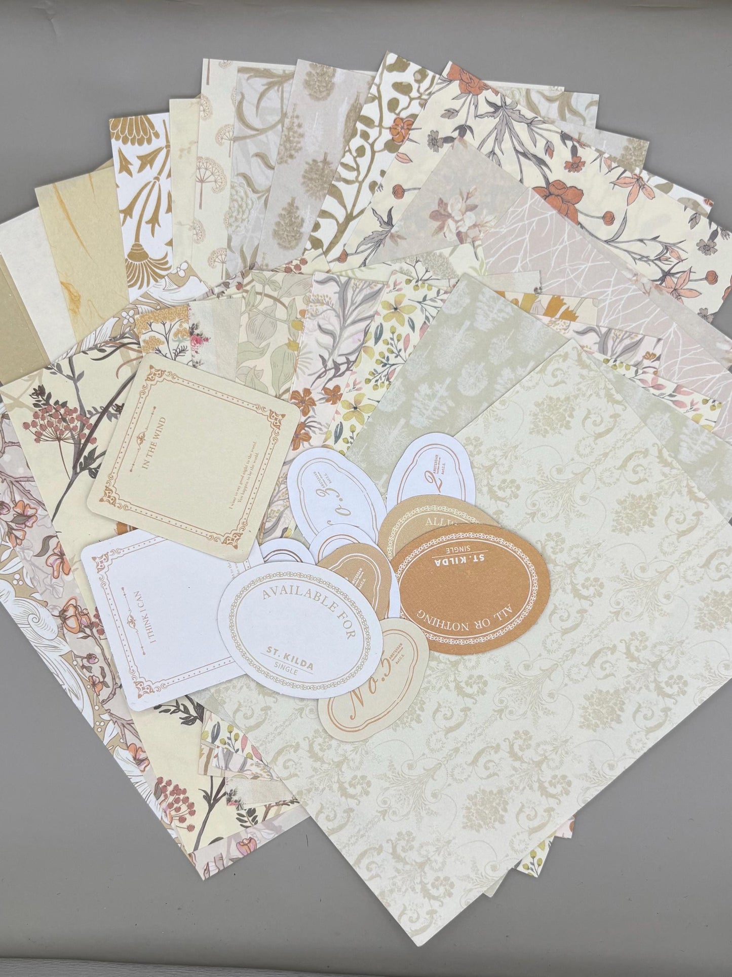 Floral Ephemera Stickers and Papers Bundle (Yellow)