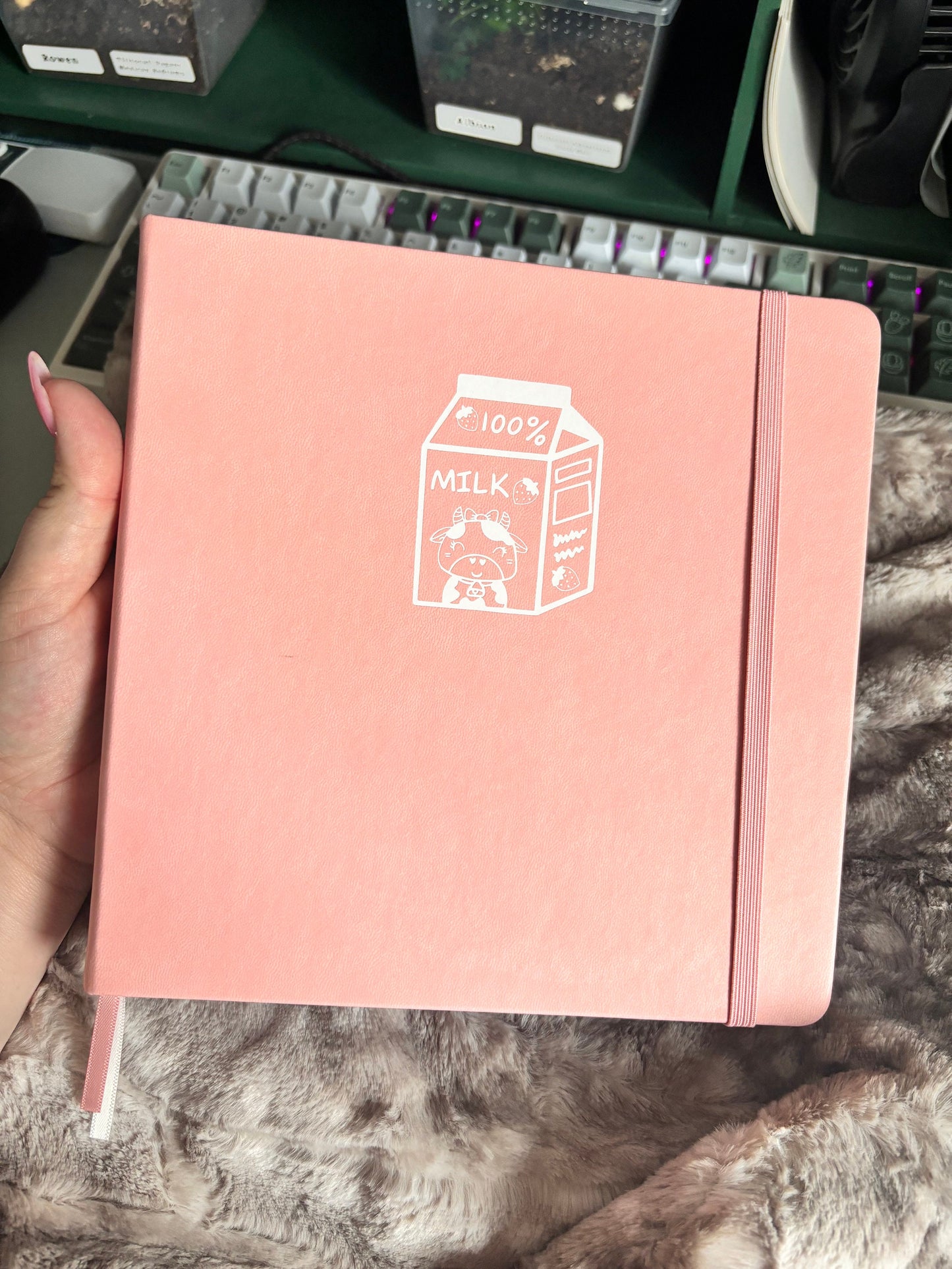 Square Journal 160gsm Dot Grid | Premium Dot Grid Notebook | Perfect for Journaling, Sketching & Planning Strawberry Milk Cow