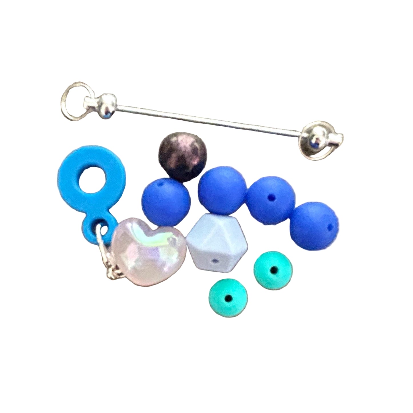 DIY Kit Blue silicone straw adapter for beaded cup decorations acrylic heart focal