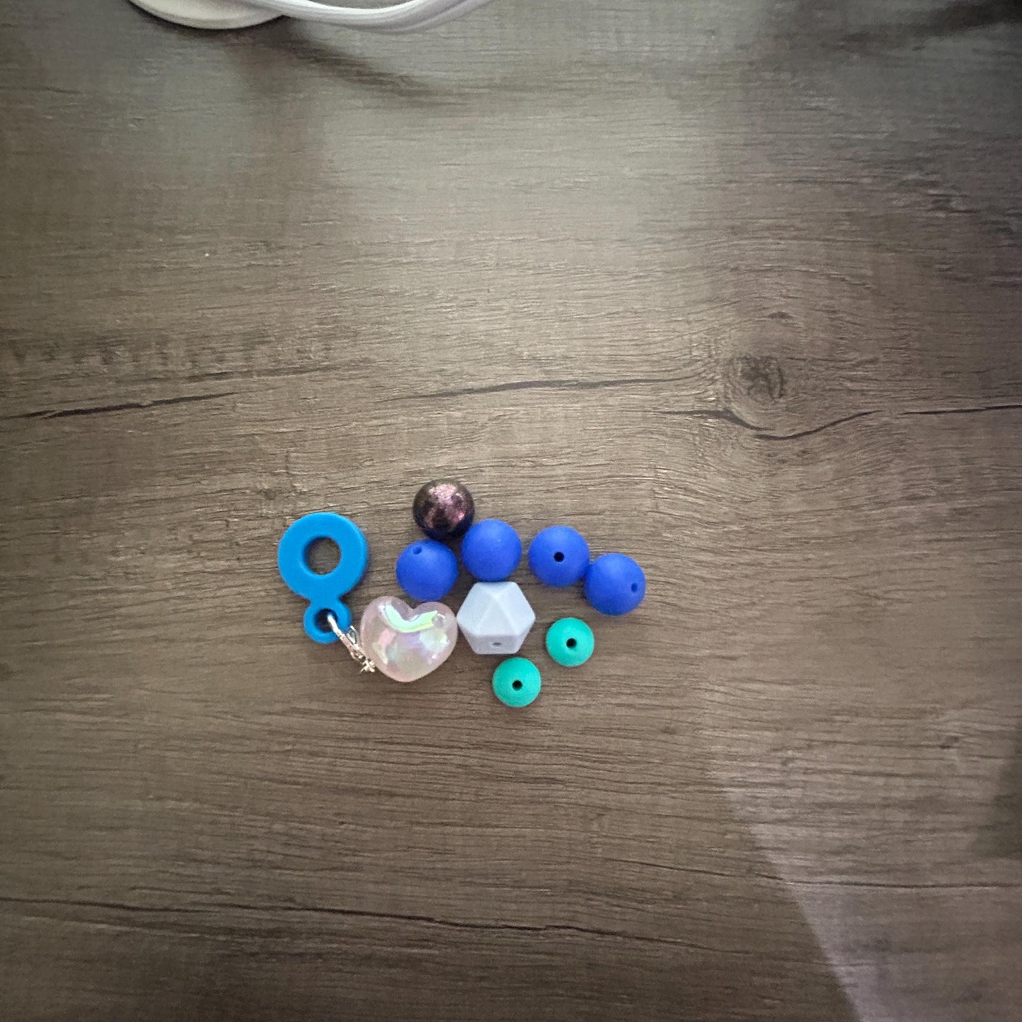 DIY Kit Blue silicone straw adapter for beaded cup decorations acrylic heart focal