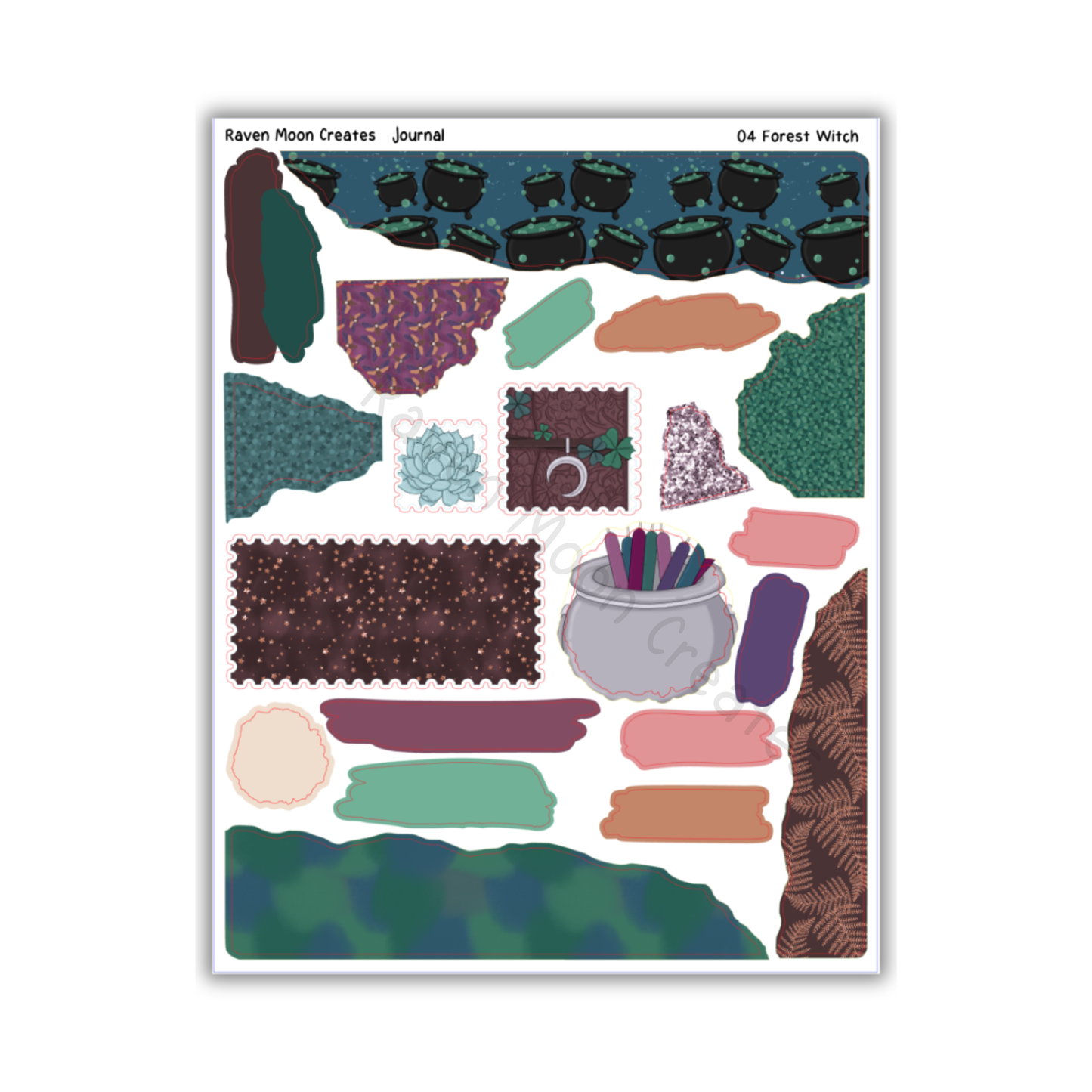 Forest Witch Planner Sticker Kit | Halloween and Fall Stickers for Journals & Planners | Seasonal Autumn Sticker Sheets | Witchy Vibes