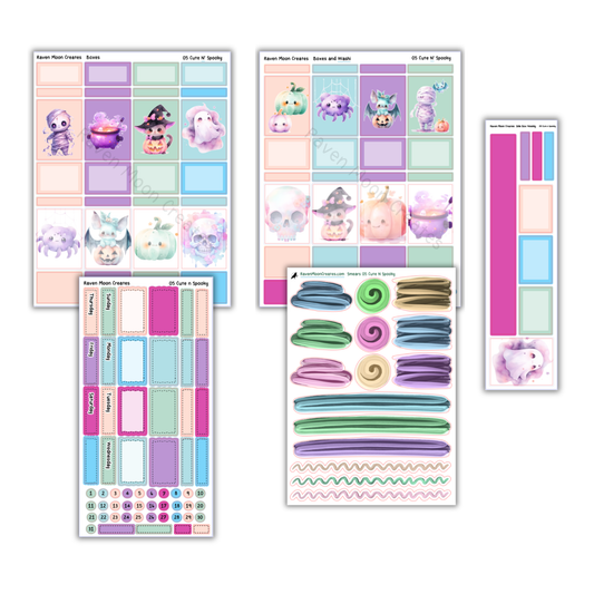 Cute N' Spooky Planner Sticker Kit | Halloween and Fall Stickers for Journals & Planners | Seasonal Autumn Sticker Sheets | Witchy Vibes