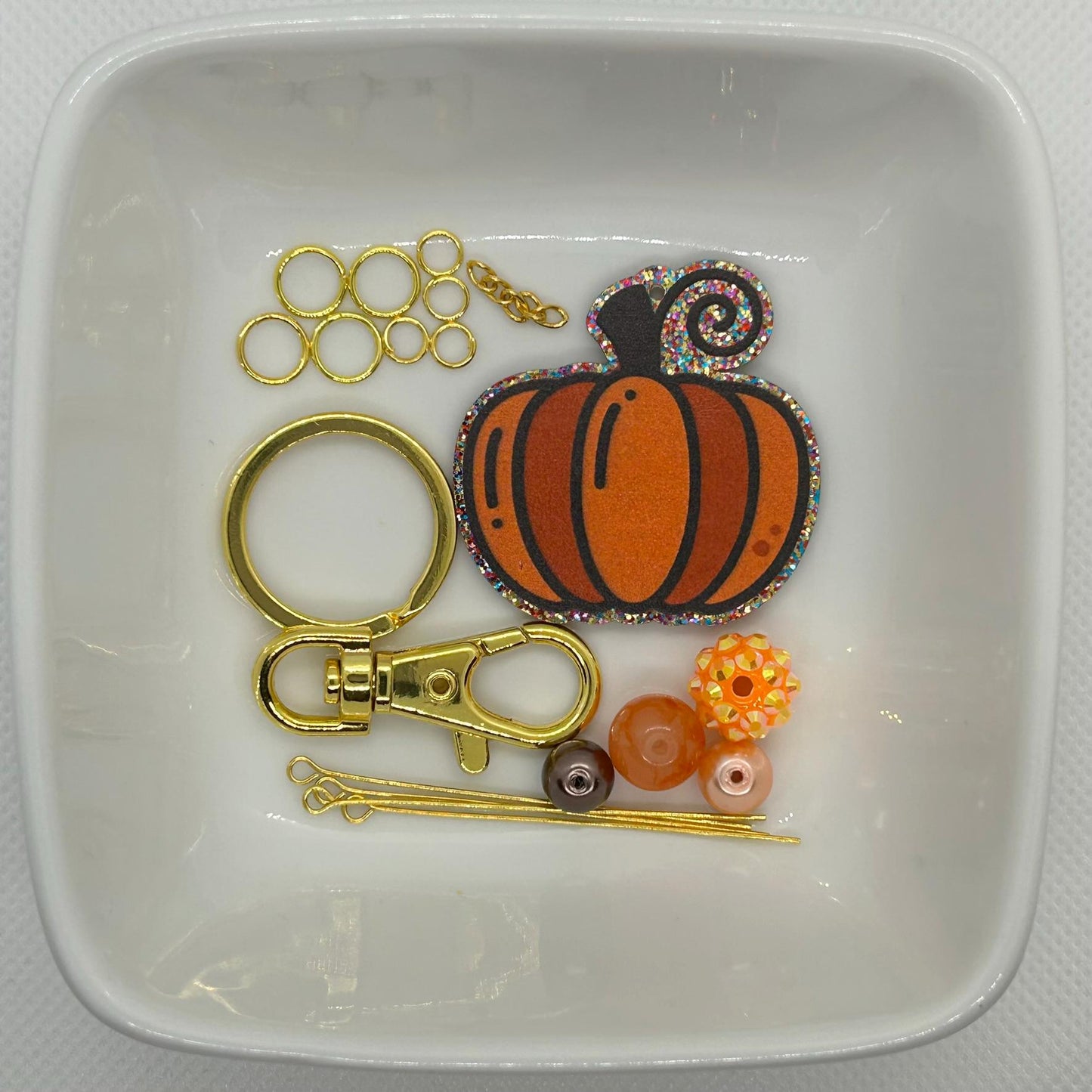 DIY Pumpkin Charm Kit, Fall Pumpkin Pendant, Halloween Craft Kit, Autumn Project, Handmade Ornament, Seasonal Charm Kit, Fall Jewelry Craft