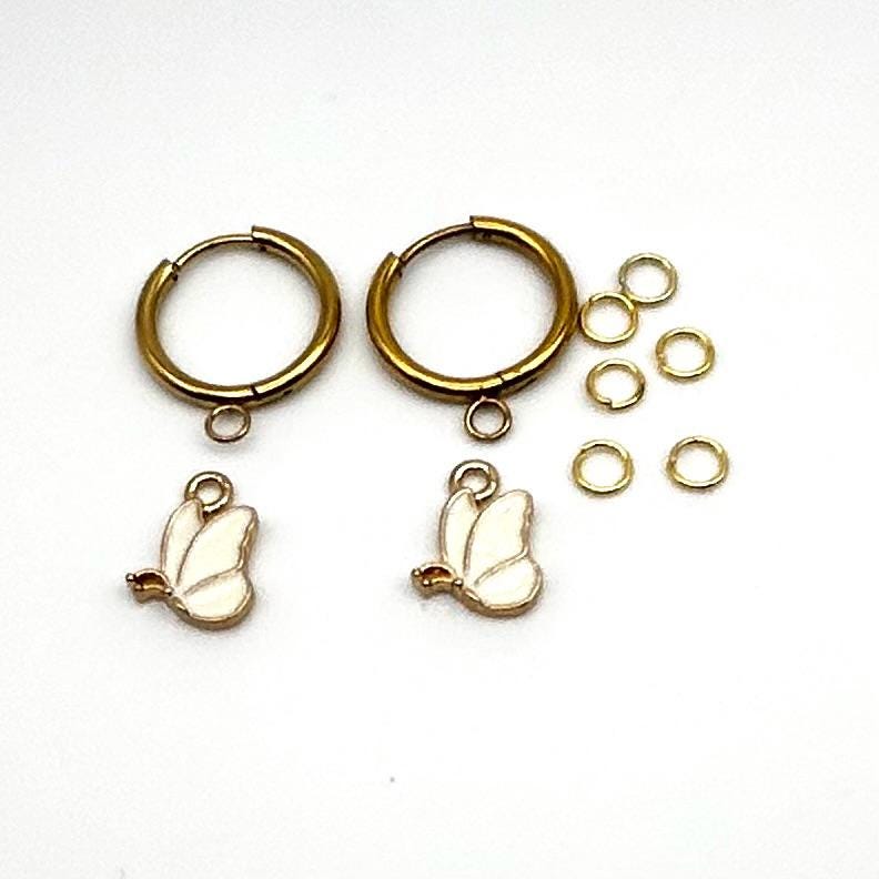 DIY Earrings 24K Gold Huggie hoops with butterfly charms