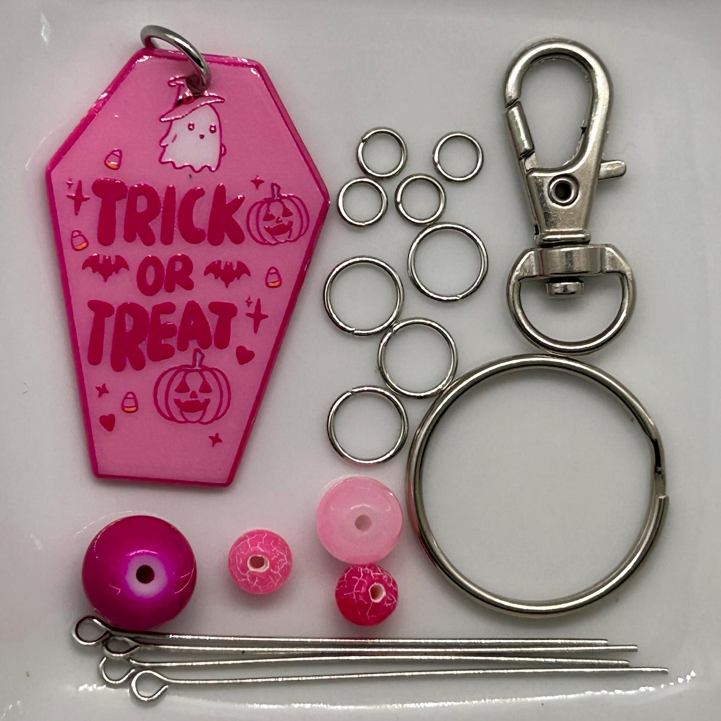 DIY Pink Halloween Kit, Halloween Craft Kit, Unique Decor, DIY Fall Project, Handmade Halloween Ornament, Pink Halloween Decor, Coffin Decor