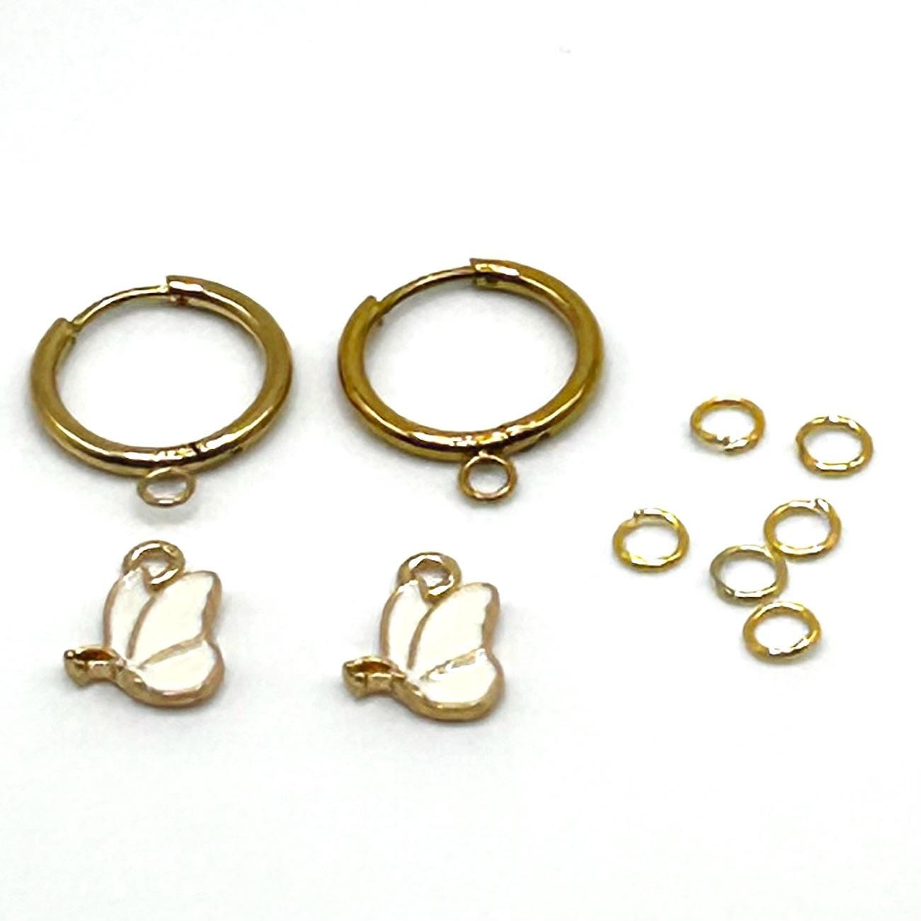 DIY Earrings 24K Gold Huggie hoops with butterfly charms