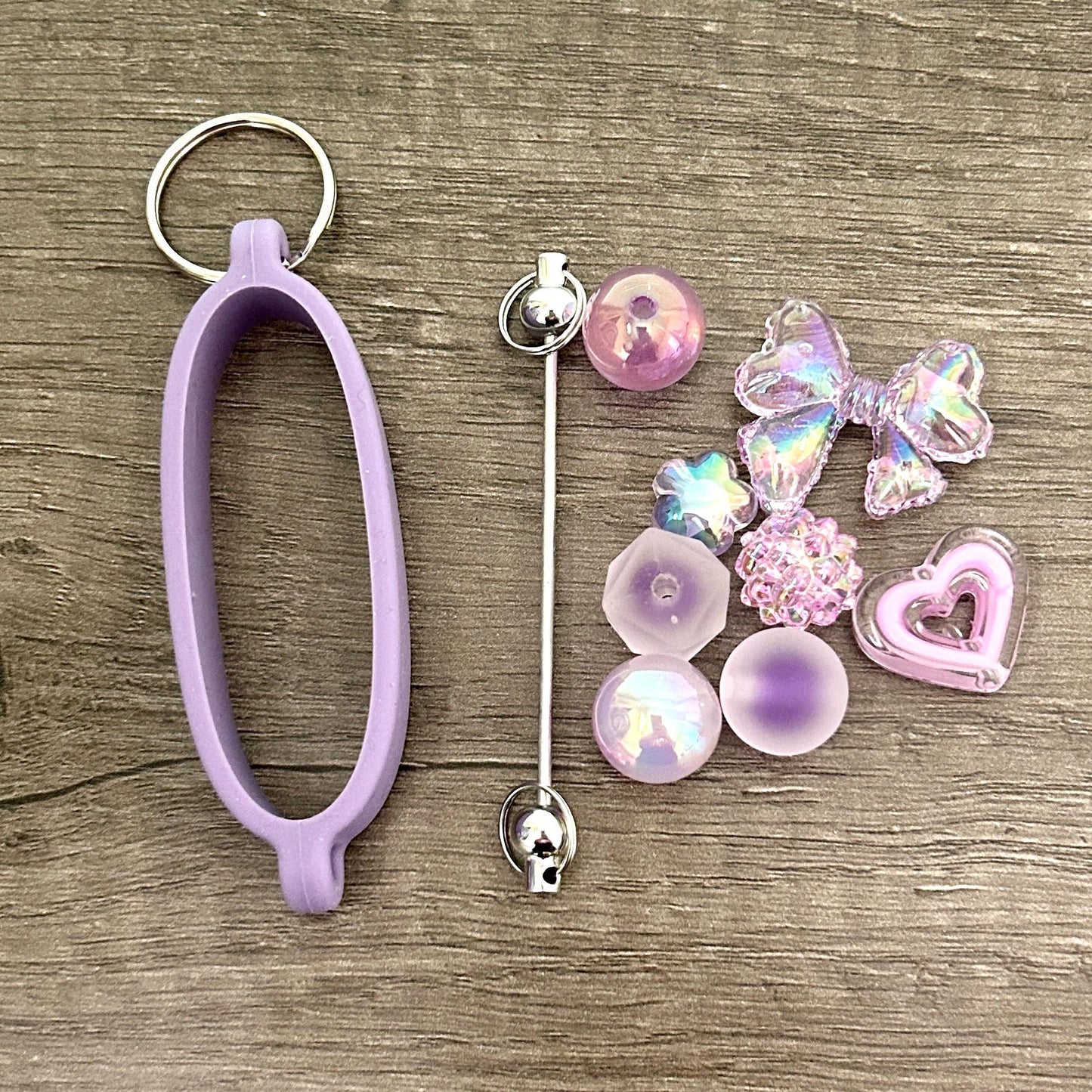 DIY Water Bottle Charm Keychain Kit Lavender Dreams – Cute Beads & Silicone Band Hydration Reminder
