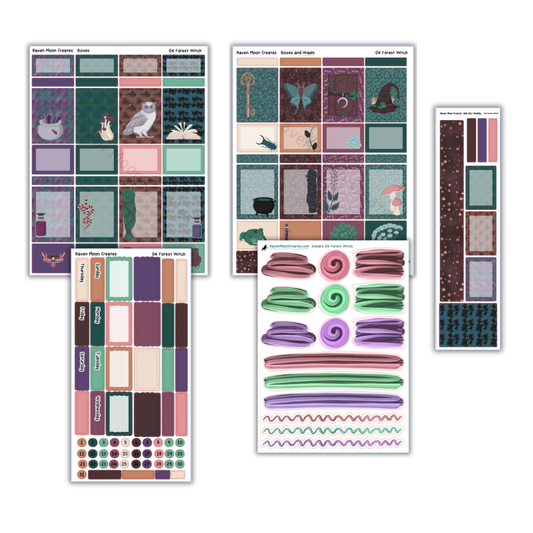 Forest Witch Planner Sticker Kit | Halloween and Fall Stickers for Journals & Planners | Seasonal Autumn Sticker Sheets | Witchy Vibes