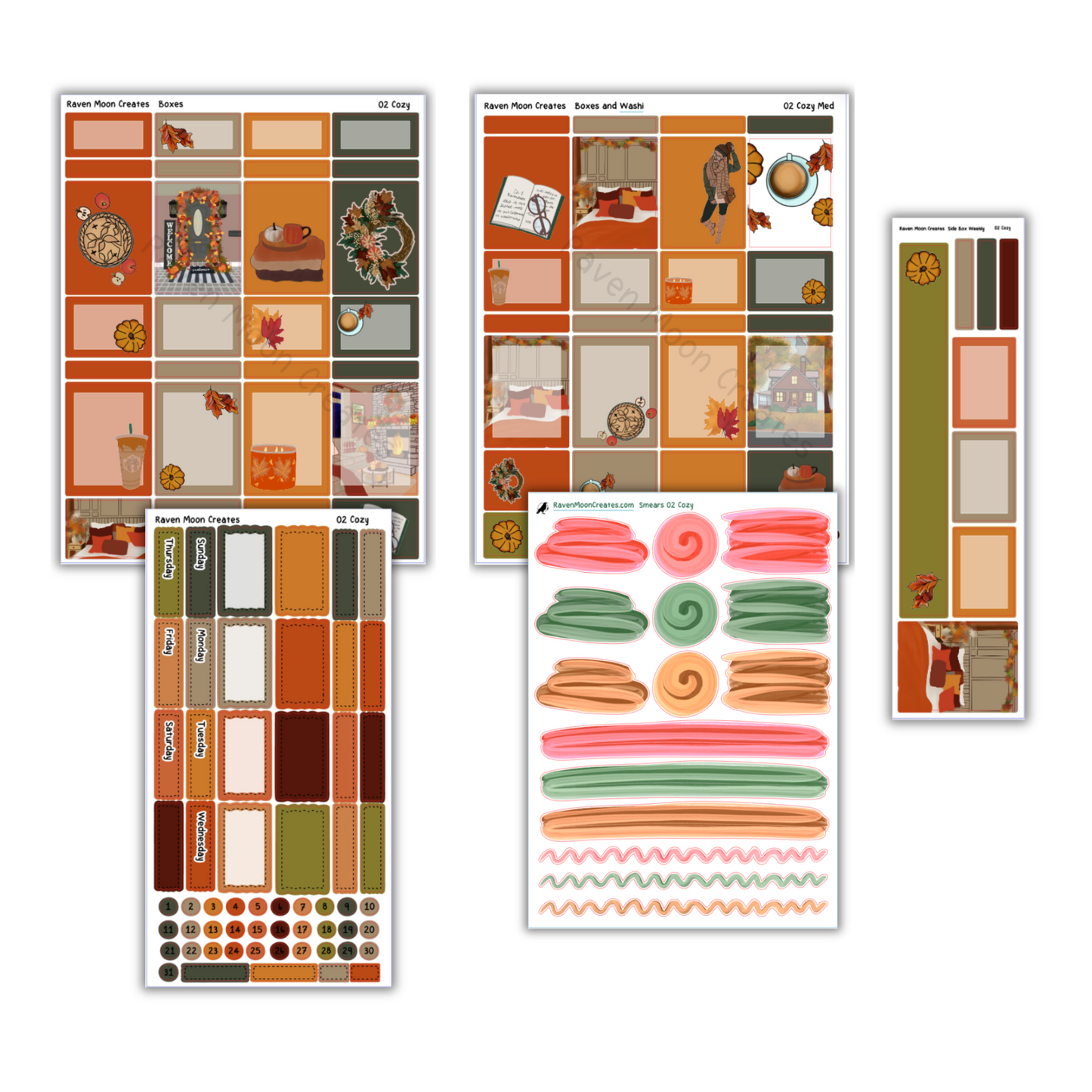 Cozy Planner Sticker Kit | Cozy Fall Stickers for Journals & Planners | Seasonal Autumn Sticker Sheets | Pumpkin Spice Vibes | hand-drawn