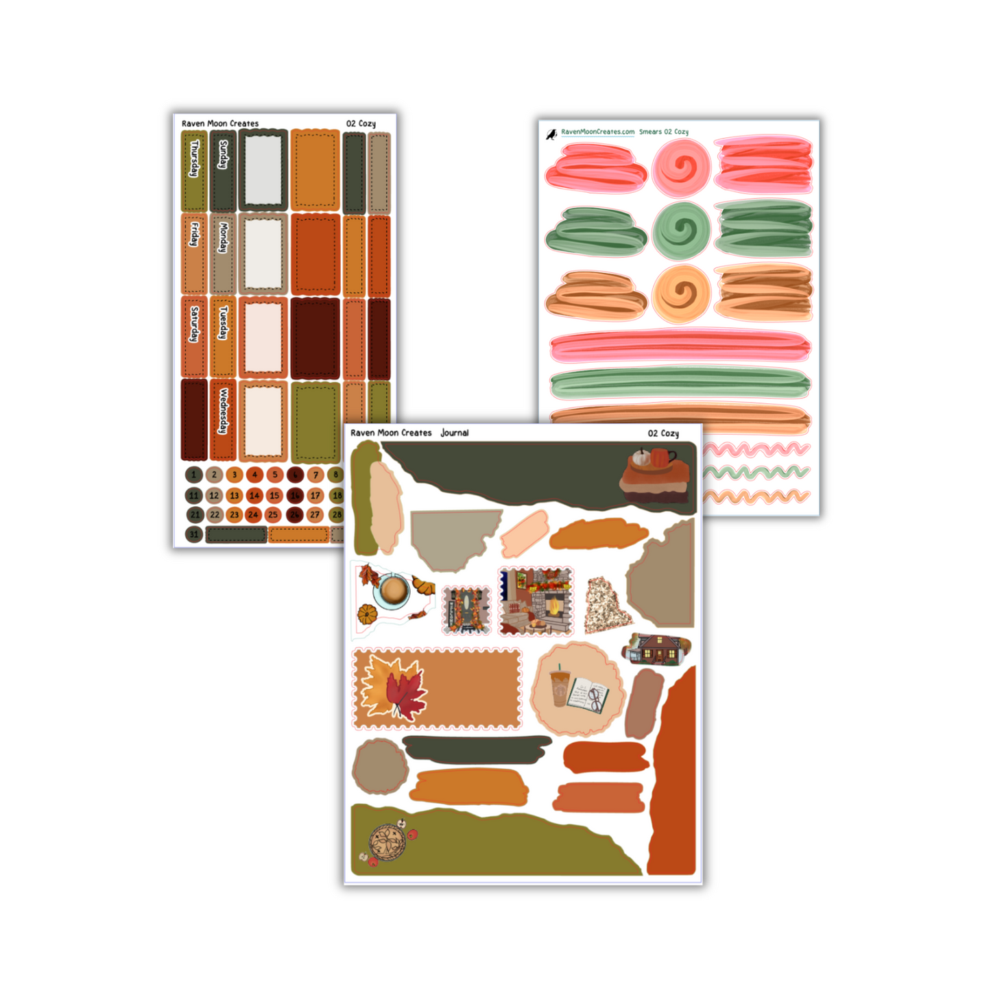 Cozy Planner Sticker Kit | Cozy Fall Stickers for Journals & Planners | Seasonal Autumn Sticker Sheets | Pumpkin Spice Vibes | hand-drawn