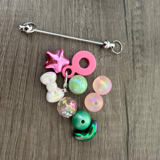 DIY flower power style Kit Silicone straw adapter acrylic flower bead, bow charm for beaded cup decorations