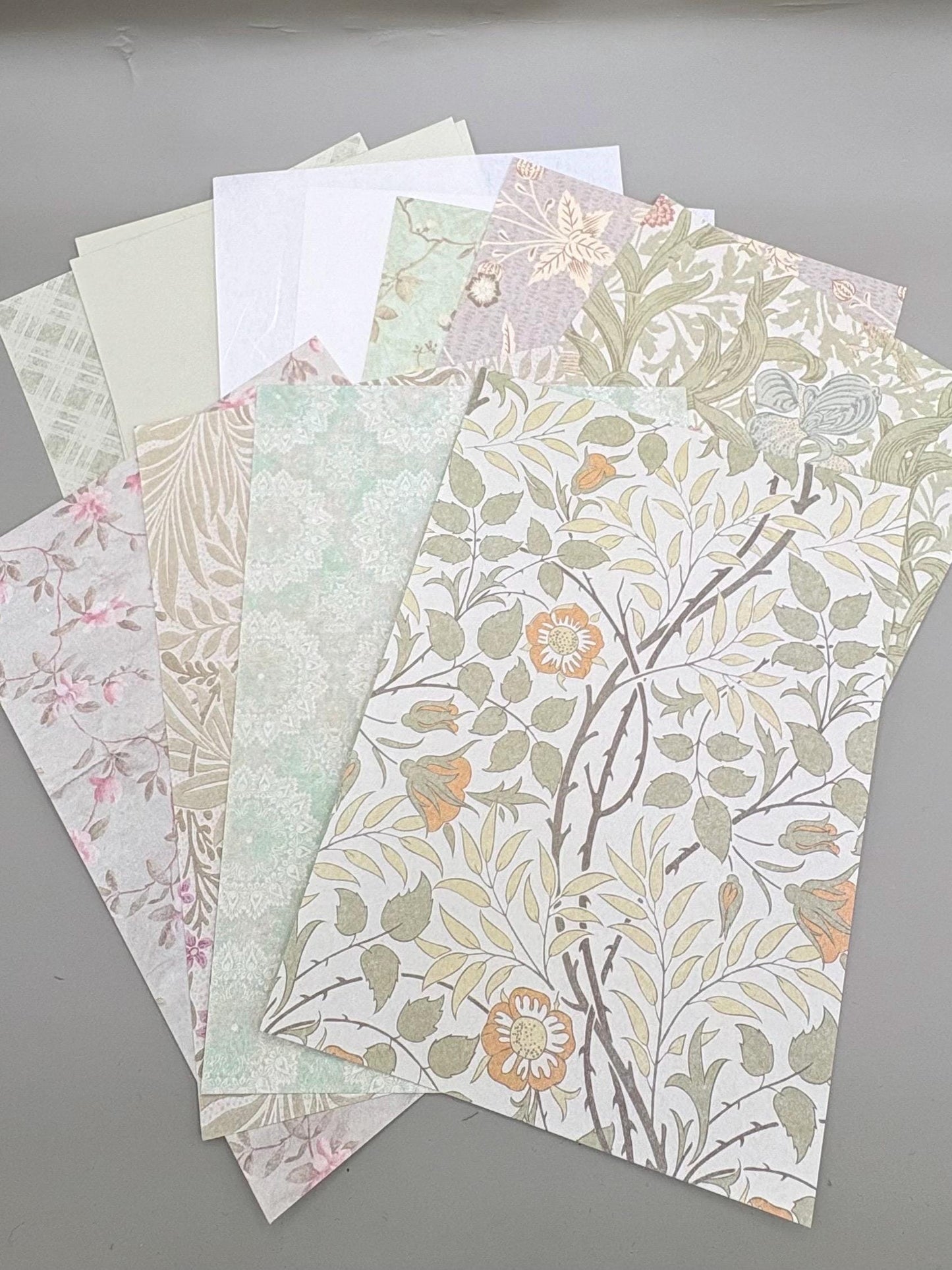 Floral Ephemera Stickers and Papers Bundle (Green)