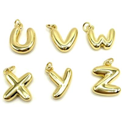 18K Gold Plated Bubble Alphabet Charms - Letter Pendants for Jewelry Making, Personalized Initial Charms