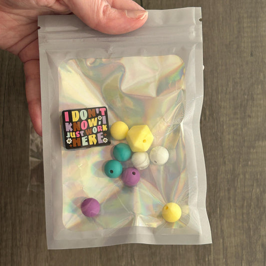 DIY Beadable Badge Reel Kit – Funny Work focal with Silicone Beads