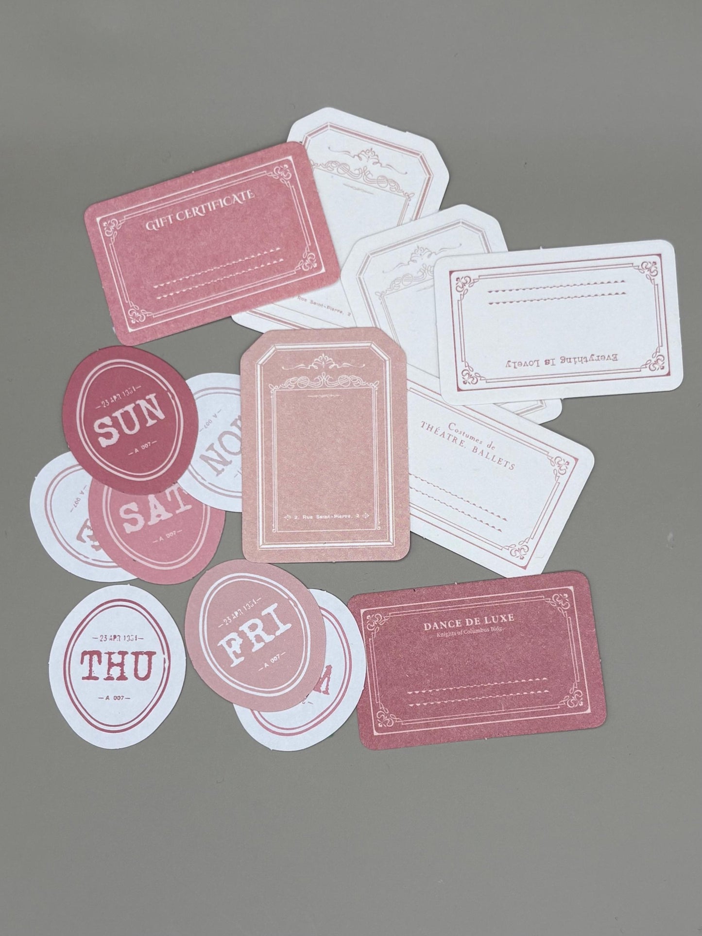 Floral Ephemera Stickers and Papers Bundle (Rouge)