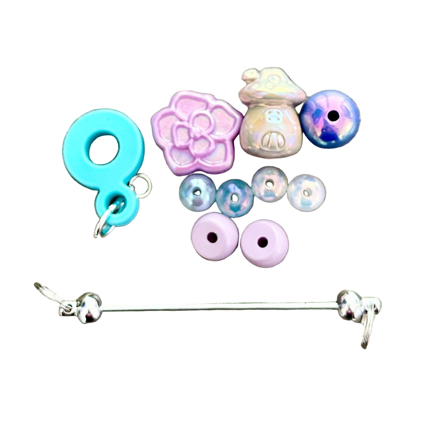 DIY mushroom and flower acrylic beads Silicone straw adapter for beaded cup decorations