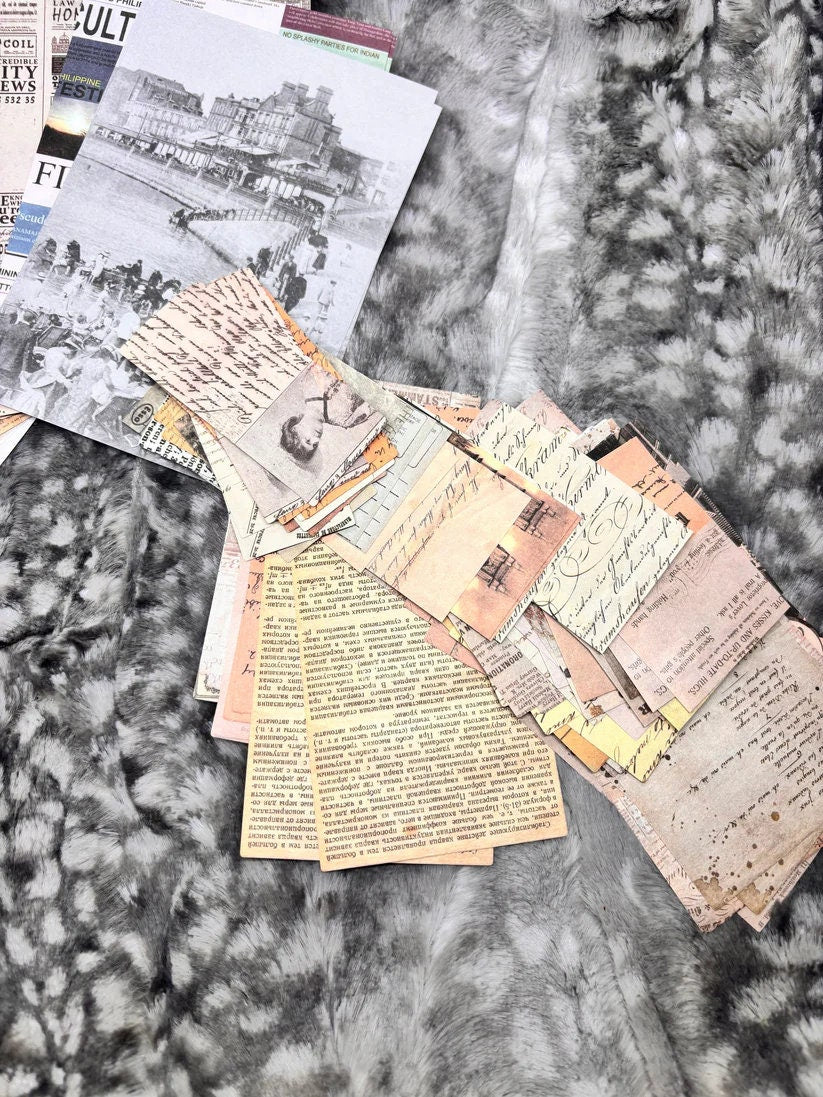 Old Paper-Themed Ephemera Pack for Planners & Journals - Vintage Paper Stickers, Antique Scrapbooking Embellishments, DIY Craft Supplies