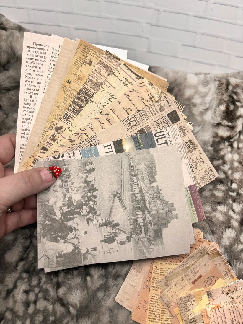 Old Paper-Themed Ephemera Pack for Planners & Journals - Vintage Paper Stickers, Antique Scrapbooking Embellishments, DIY Craft Supplies