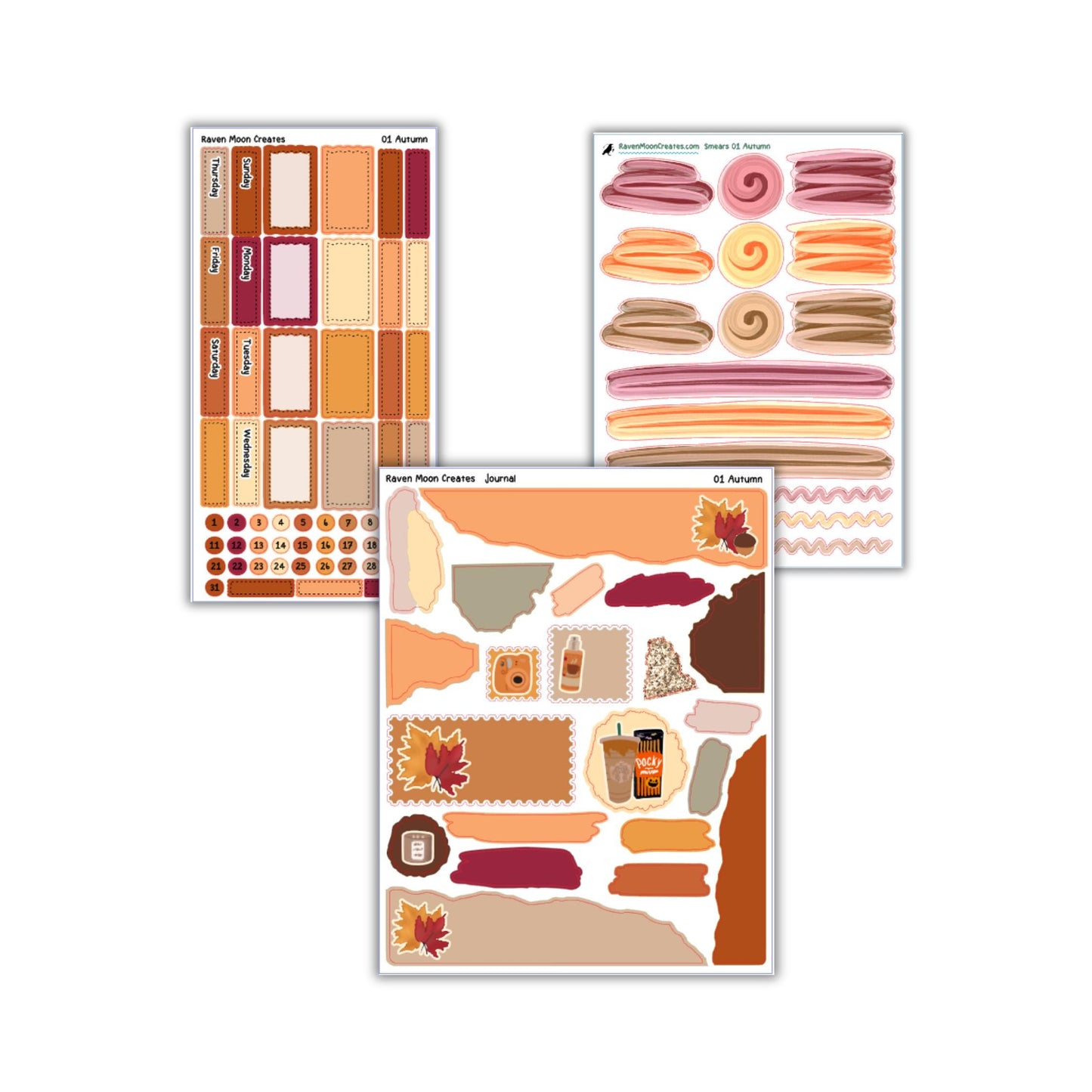 Autumn Planner Sticker Kit | Cozy Fall Stickers for Journals & Planners | Seasonal Autumn Sticker Sheets | Pumpkin Spice Vibes | hand drawn
