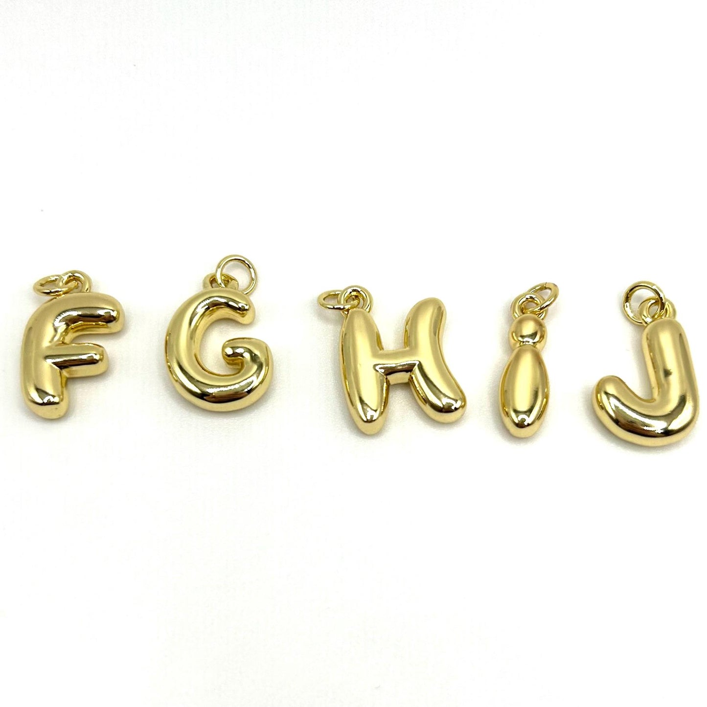 18K Gold Plated Bubble Alphabet Charms - Letter Pendants for Jewelry Making, Personalized Initial Charms