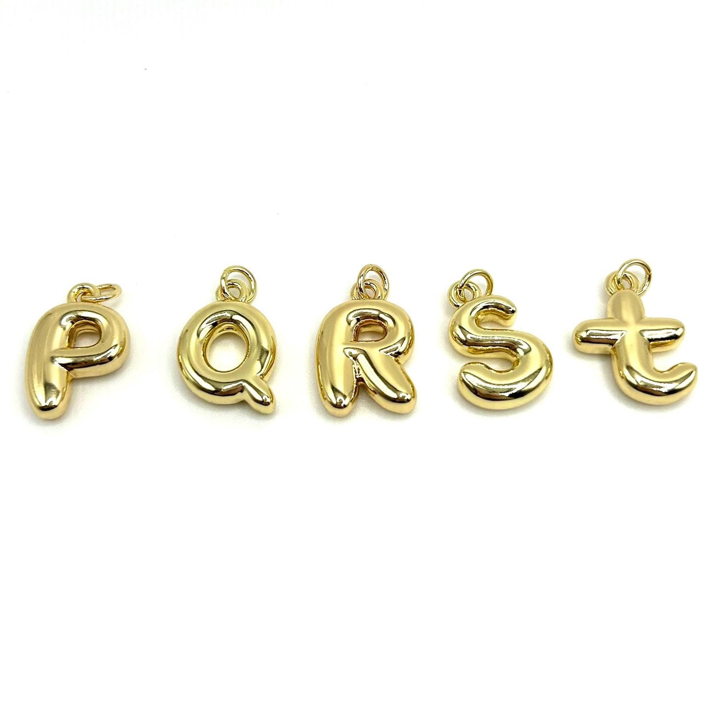 18K Gold Plated Bubble Alphabet Charms - Letter Pendants for Jewelry Making, Personalized Initial Charms