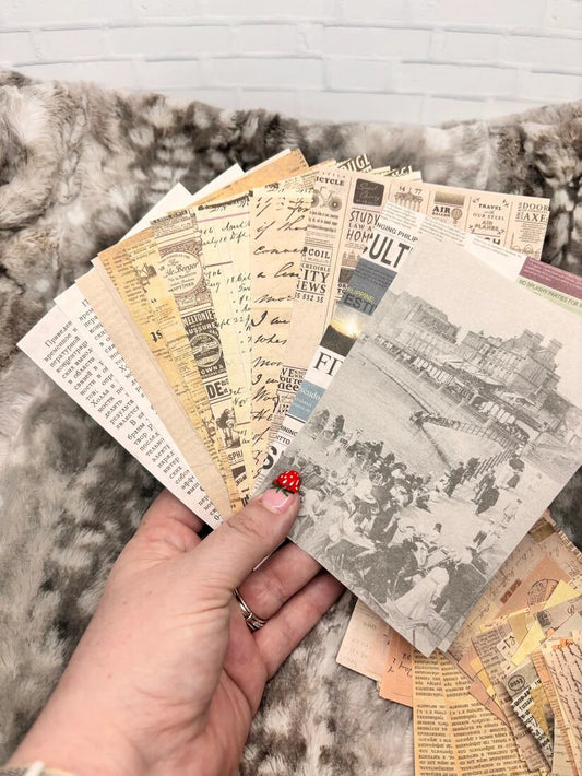 Old Paper-Themed Ephemera Pack for Planners & Journals - Vintage Paper Stickers, Antique Scrapbooking Embellishments, DIY Craft Supplies
