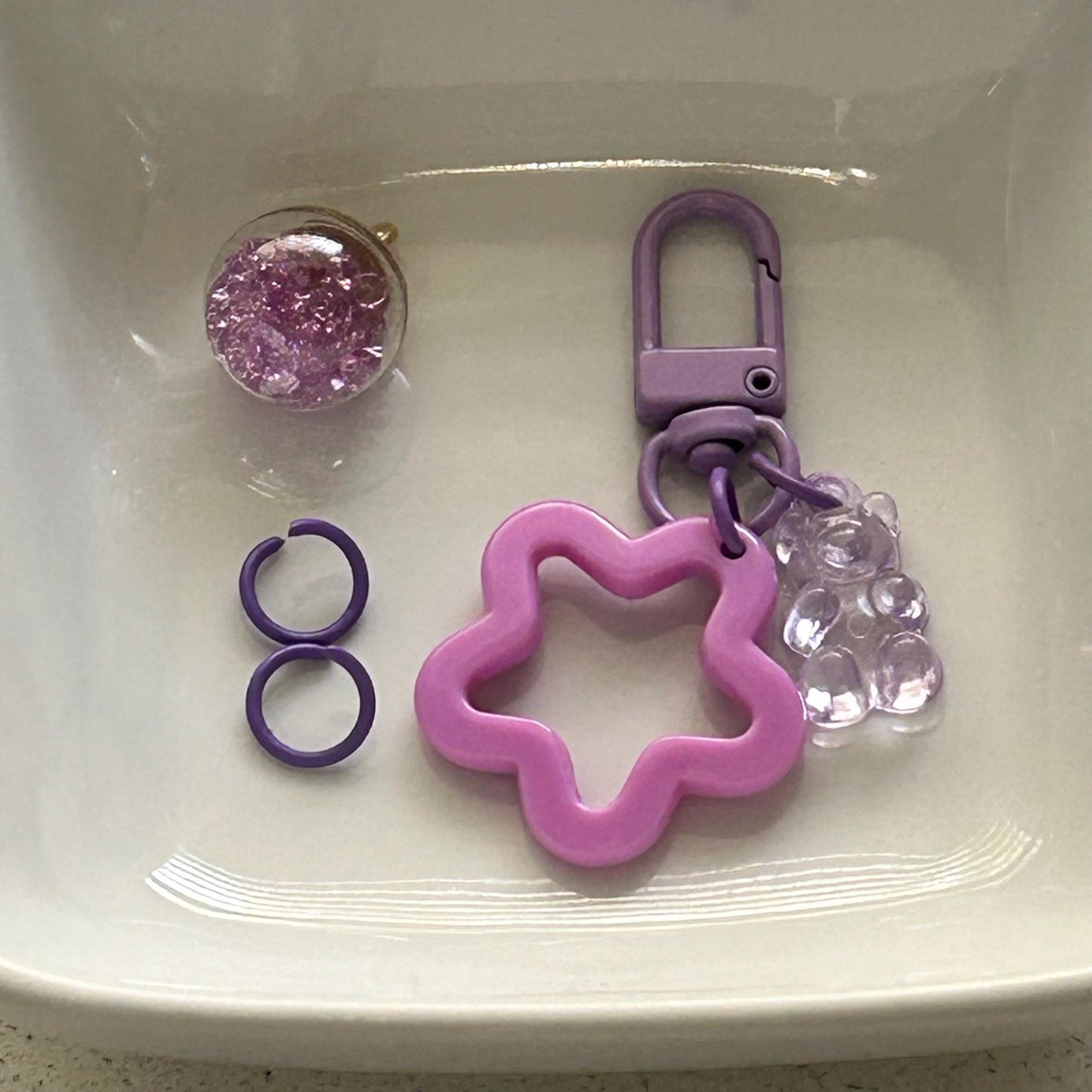 DIY Star & Bear Pendant Keyring | Cute Planner and Journal Accessories | Customizable Craft Stickers and Charms