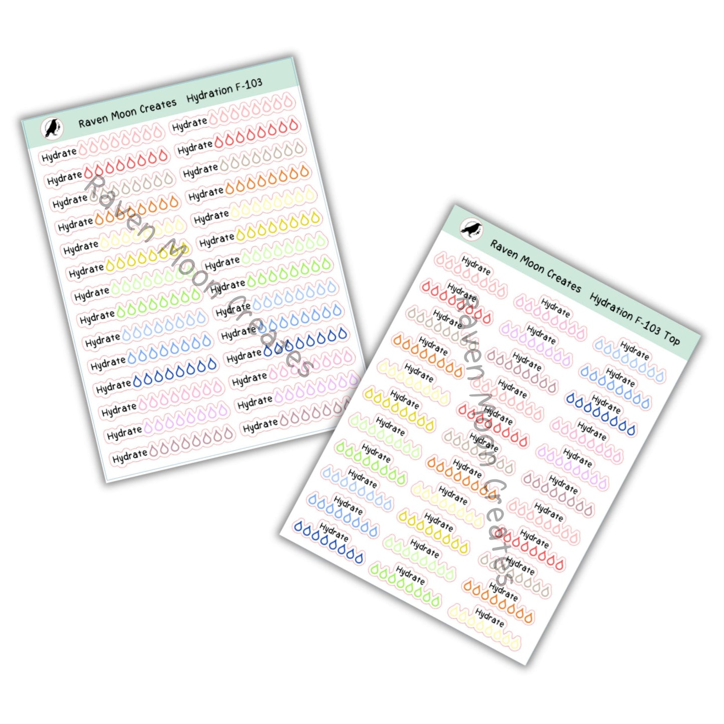 Hydration Tracker Stickers for Planners & Journals - Cute Water Intake Tracking Stickers F-103
