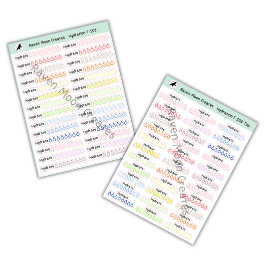 Hydration Tracker Stickers for Planners & Journals - Cute Water Intake Tracking Stickers F-103