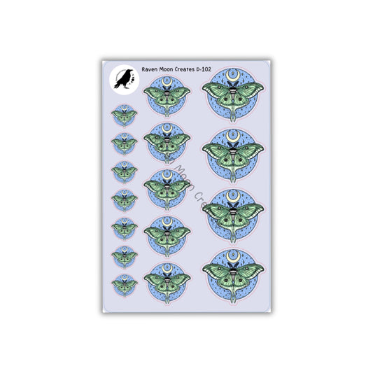 Lunar Moth Stickers hand-drawn by shop for Planners and Journals | Elegant & Mystical Designs D-102