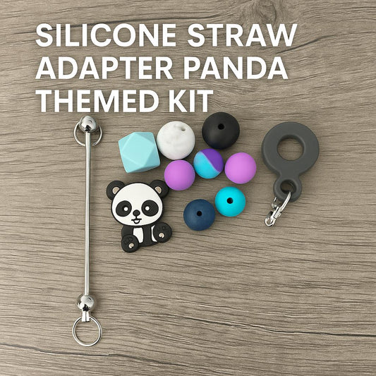 DIY Panda style Kit Silicone straw adapter Panda focal bead. for beaded cup decorations