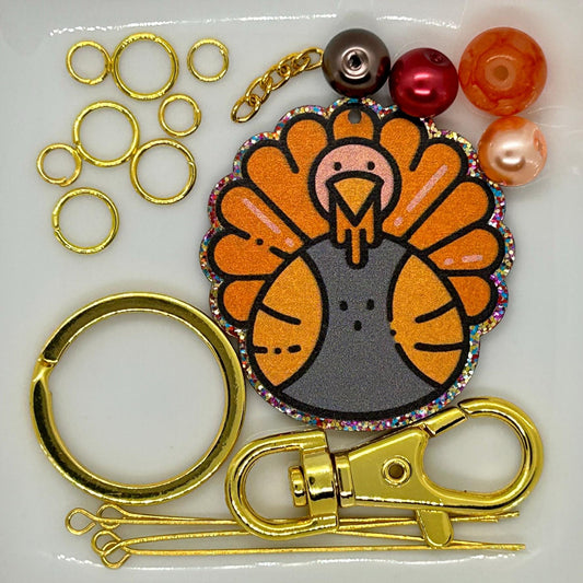 DIY Turkey Charm Kit, Thanksgiving Craft Kit, Fall DIY Project, Handmade Pendant, Autumn Charm, Thanksgiving Ornament, Unique Holiday Craft