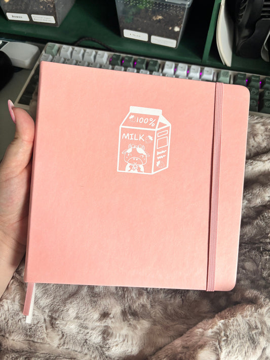 Square Journal 160gsm Dot Grid | Premium Dot Grid Notebook | Perfect for Journaling, Sketching & Planning Strawberry Milk Cow