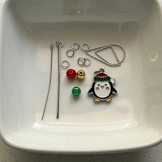 DIY Holiday Penguin Charm Kit – Winter Planner Charms, Journal Decorations, Craft Supplies for Christmas, Customizable Penguin Charms
