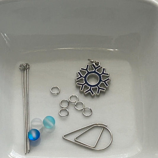 DIY Indigo Snowflake Charm Kit – Winter Planner Charms, Journal Decorations, Craft Supplies for Holiday, Customizable Snowflake Charms