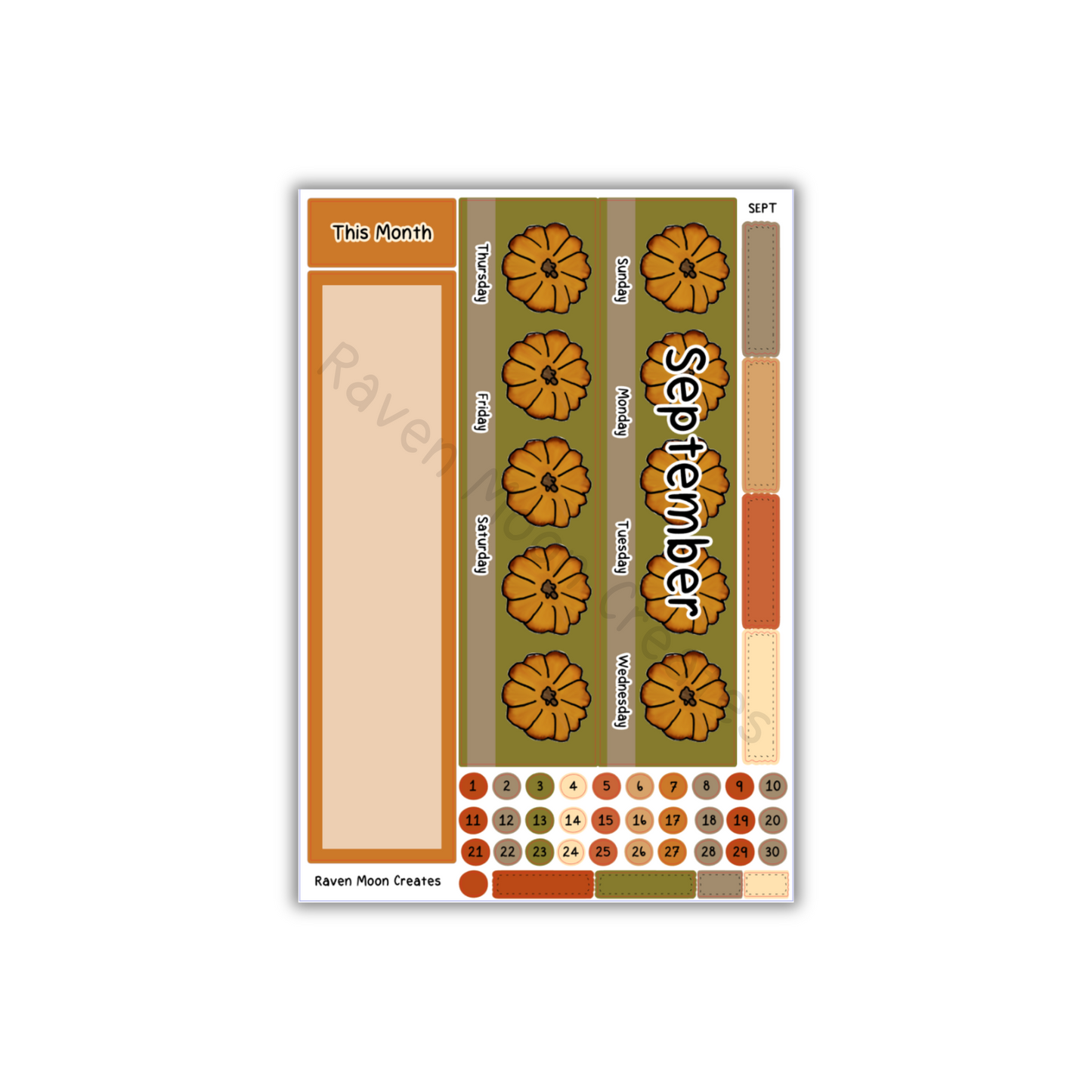 September Planner Sticker Kit | Fits Erin Condren Life Planner, Vertical Planners & Journals | Fall Monthly Layout | hand drawn