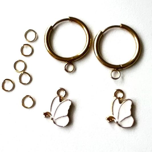 DIY Earrings 24K Gold Huggie hoops with butterfly charms