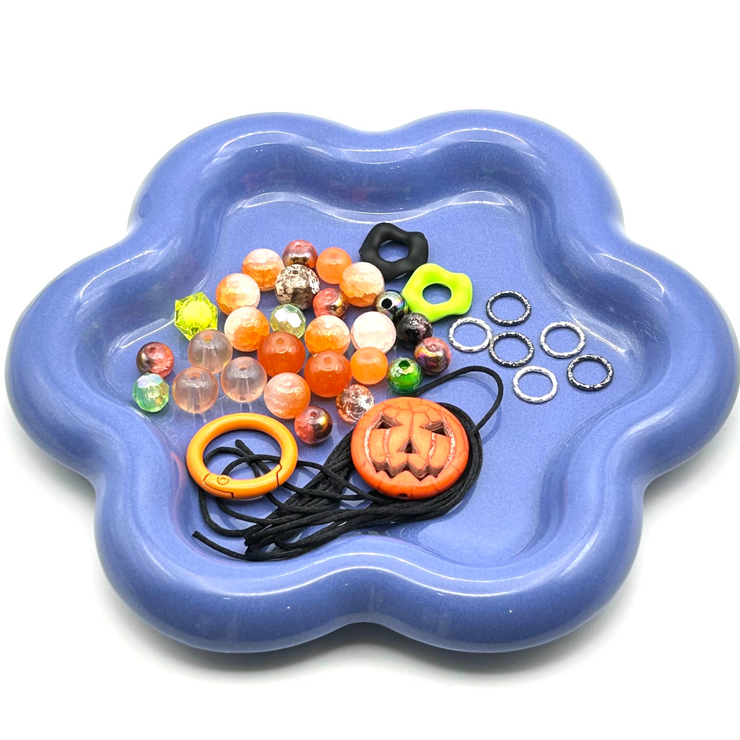 DIY Craft beading Kit Ceramic Halloween Pumpkin Bead Keychain – Spooky Season Beading Set