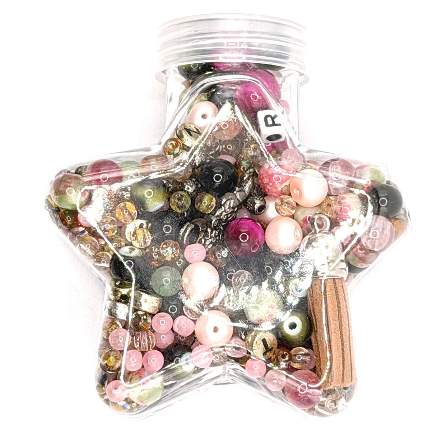 Floral and Fringe Bead Mix of cherry blossom