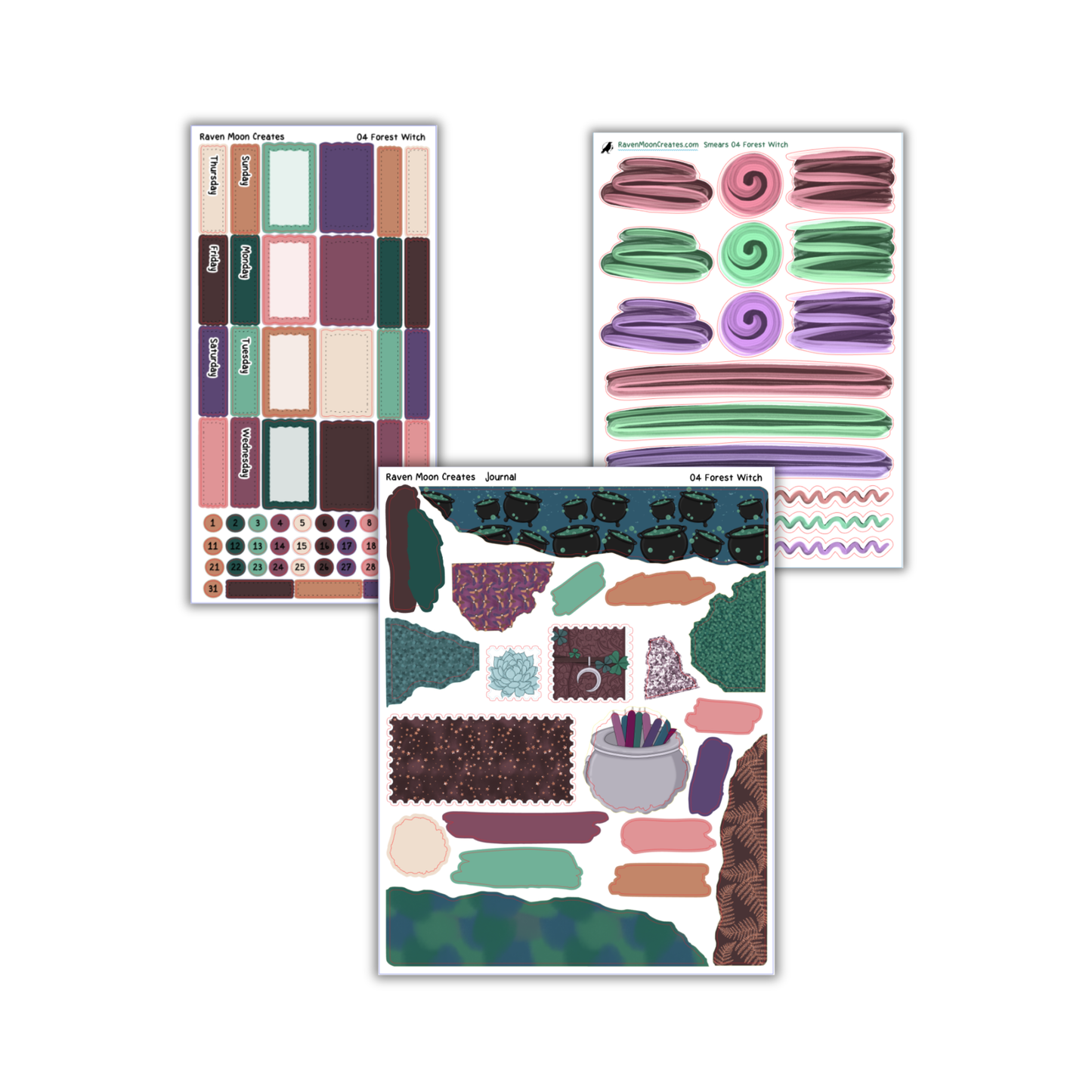 Forest Witch Planner Sticker Kit | Halloween and Fall Stickers for Journals & Planners | Seasonal Autumn Sticker Sheets | Witchy Vibes