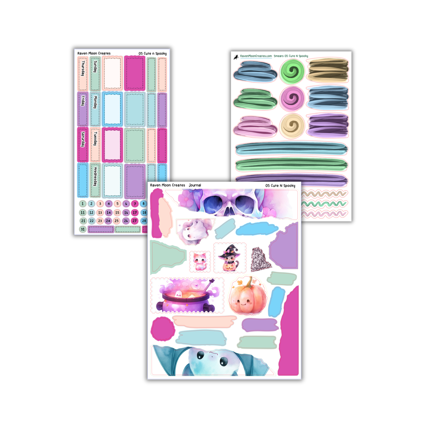Cute N' Spooky Planner Sticker Kit | Halloween and Fall Stickers for Journals & Planners | Seasonal Autumn Sticker Sheets | Witchy Vibes