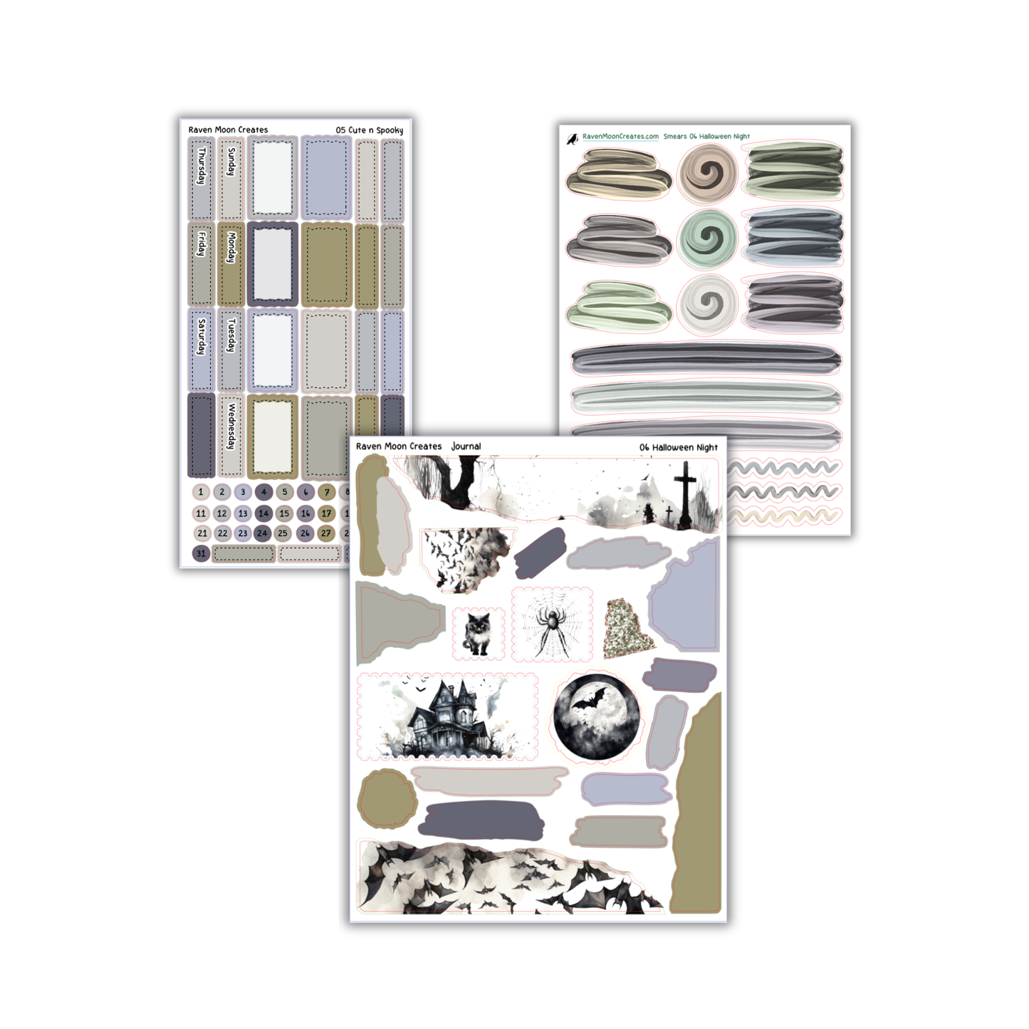 Halloween Night Planner Sticker Kit | Halloween and Fall Stickers for Journals & Planners | Seasonal Autumn Sticker Sheets | Spooky Vibes