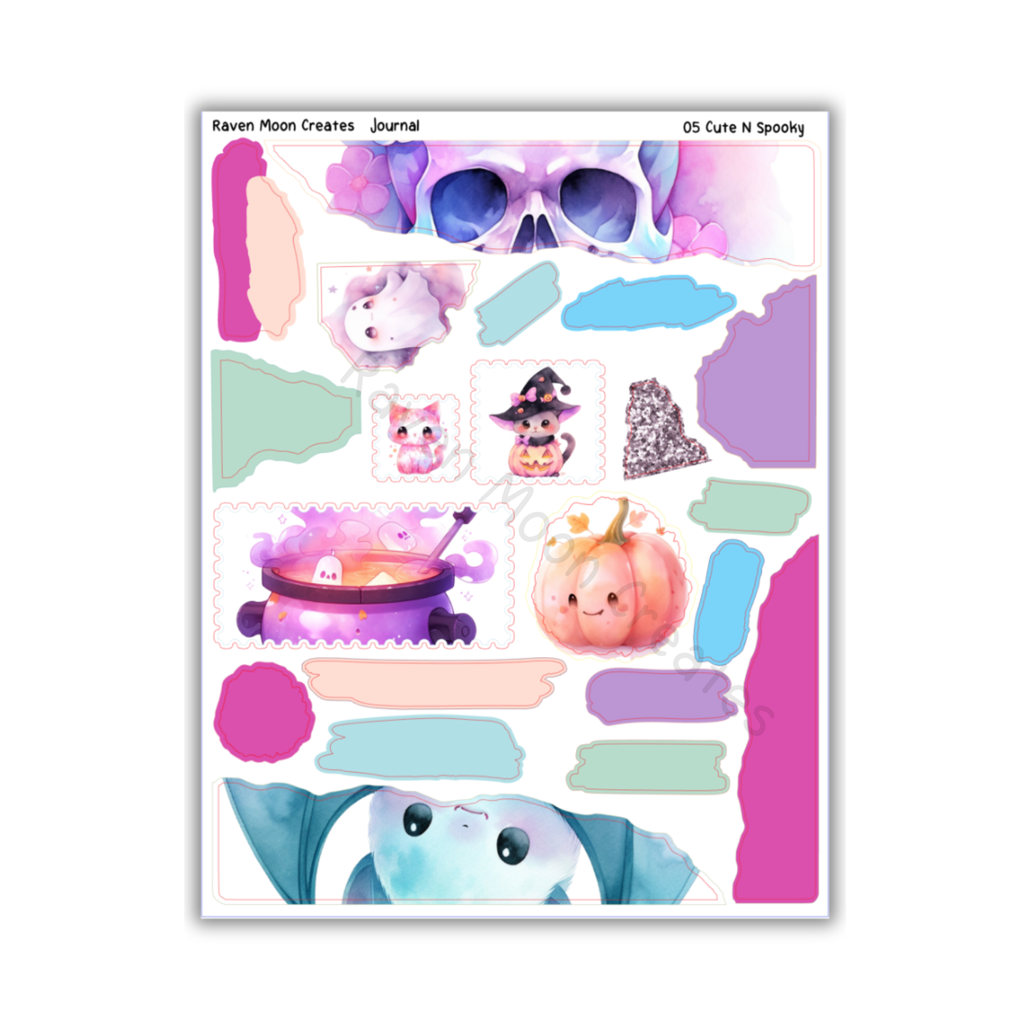 Cute N' Spooky Planner Sticker Kit | Halloween and Fall Stickers for Journals & Planners | Seasonal Autumn Sticker Sheets | Witchy Vibes