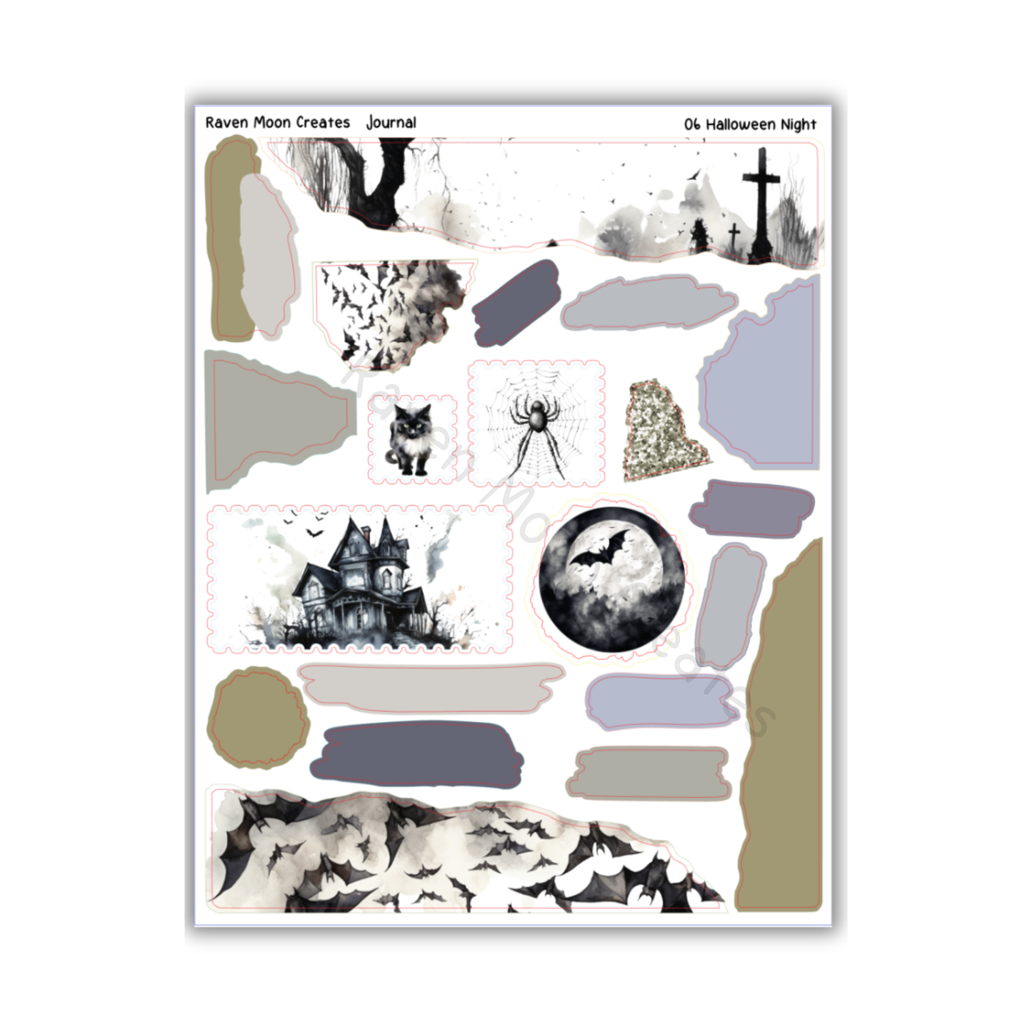 Halloween Night Planner Sticker Kit | Halloween and Fall Stickers for Journals & Planners | Seasonal Autumn Sticker Sheets | Spooky Vibes