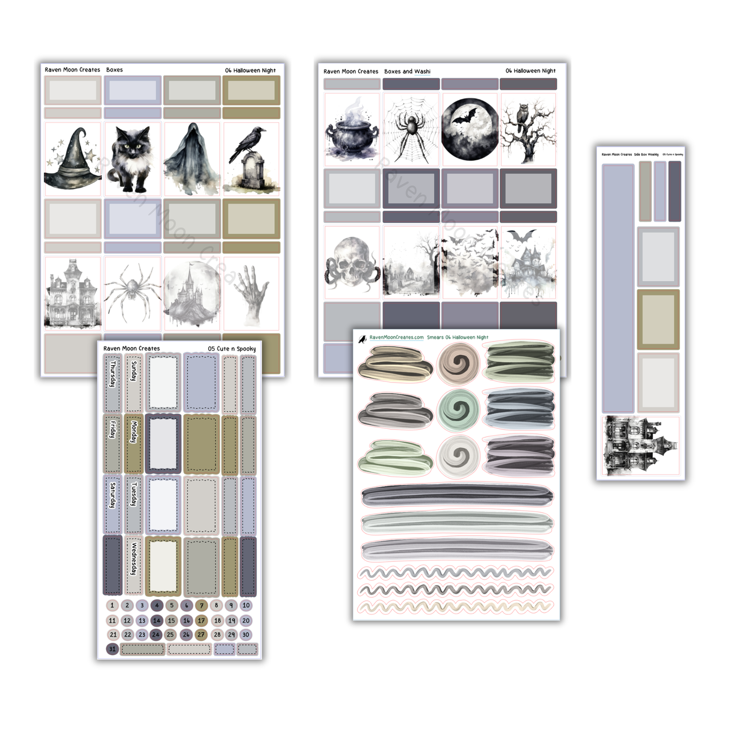 Halloween Night Planner Sticker Kit | Halloween and Fall Stickers for Journals & Planners | Seasonal Autumn Sticker Sheets | Spooky Vibes