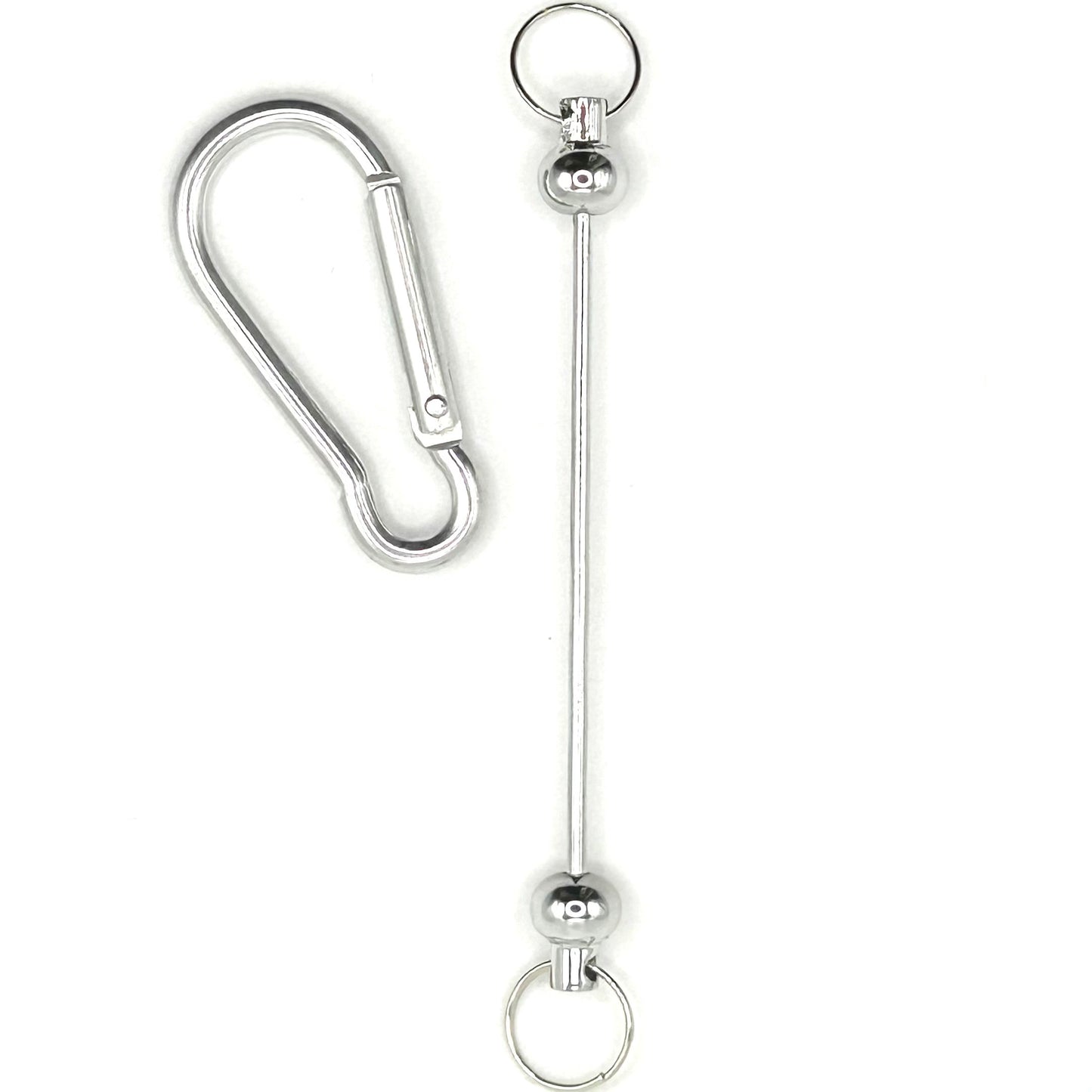 DIY beadable bar keychain with carabiner clip and detachable loop ring