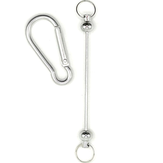 DIY beadable bar keychain with carabiner clip and detachable loop ring