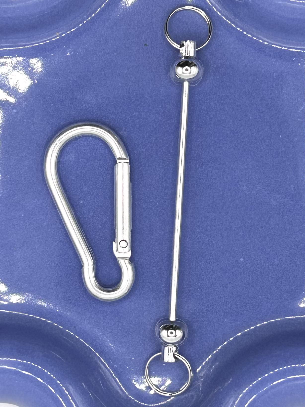 DIY beadable bar keychain with carabiner clip and detachable loop ring