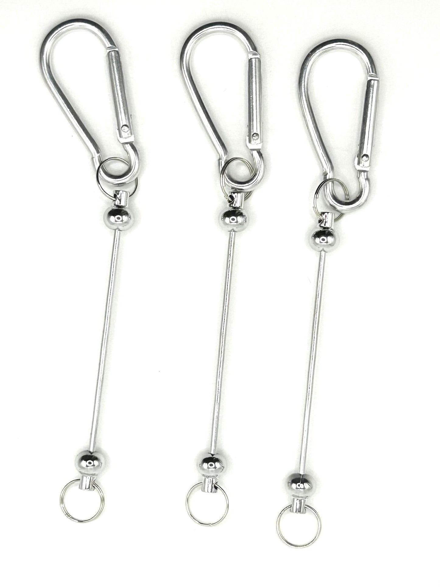 DIY beadable bar keychain with carabiner clip and detachable loop ring